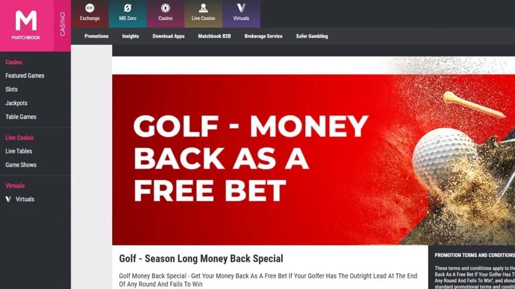 Golf-Money-Back-1-1-1024x576 Matchbook Casino Review