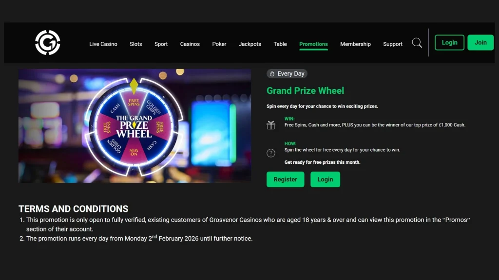 GrandPrizeWheel-1024x576 Grosvenor Casino Review