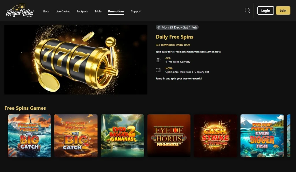 Daily-Free-Spins-1024x597 Regal Wins Casino Review