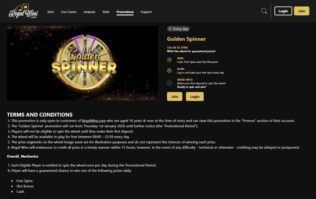 Golden-Spinner-1-1024x644 Regal Wins Casino Review