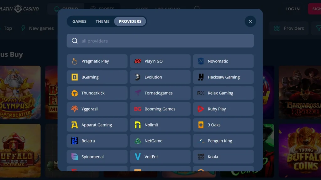 Providers-1024x576 Platin Casino Review
