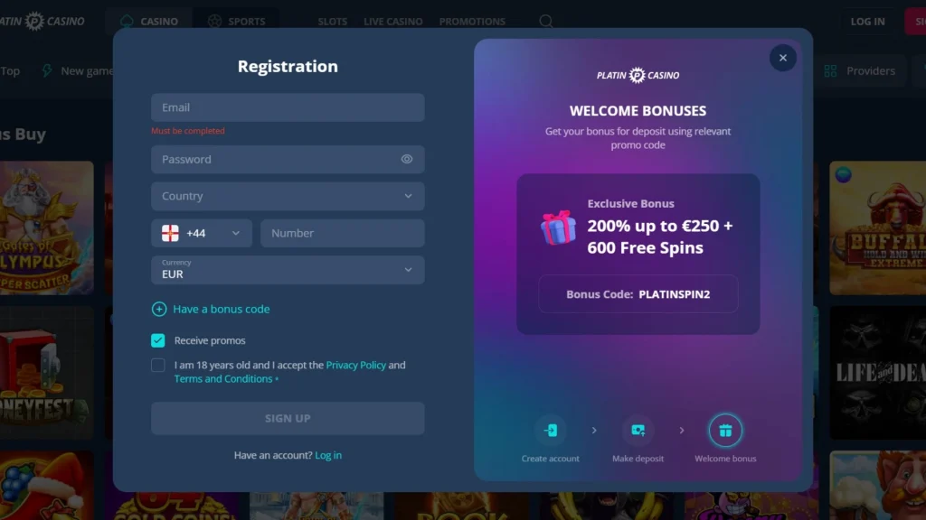 Registration-1-1024x576 Platin Casino Review