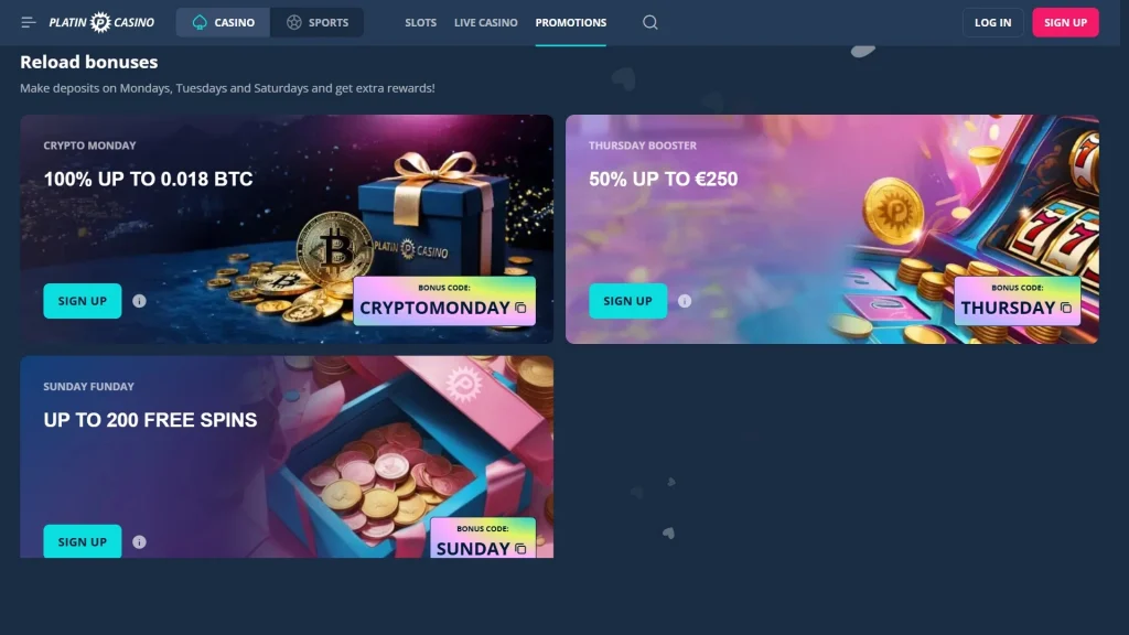 ReloadBonuses-1024x576 Platin Casino Review