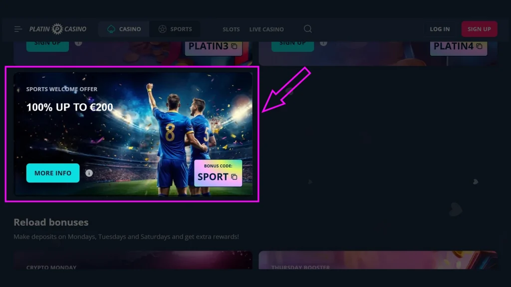 SportsWelcomeOffer-1024x576 Platin Casino Review