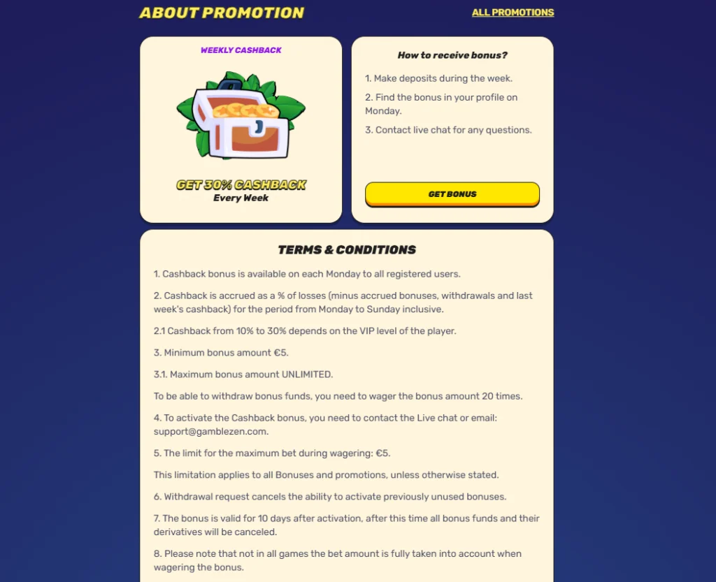 cashback-1024x833 GambleZen Casino Review
