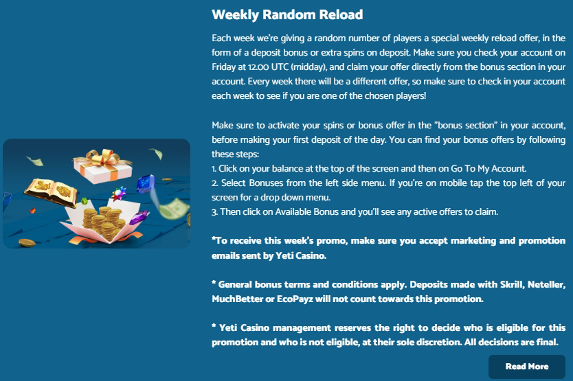 reload Yeti Casino Review