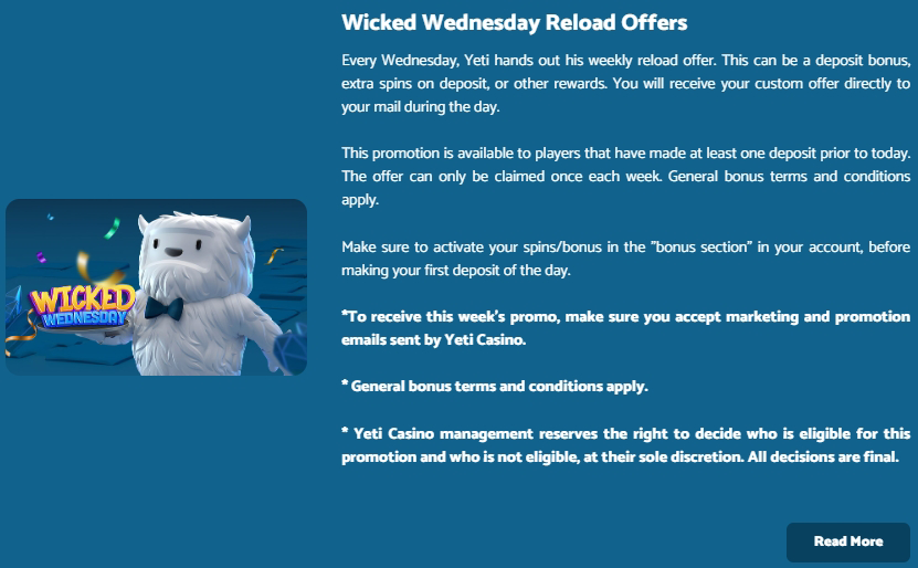 wednesday Yeti Casino Review