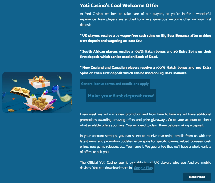 welcomebonus Yeti Casino Review