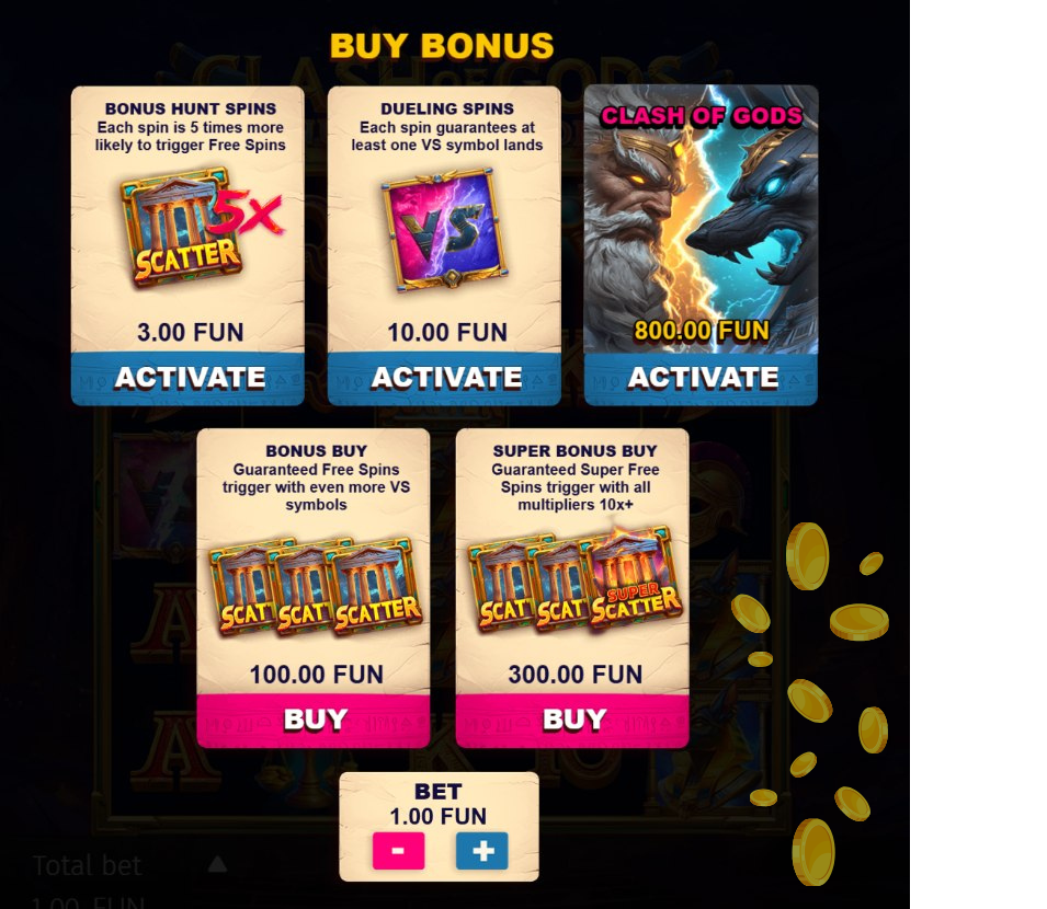 Buy-Bonus-menu Clash of Gods: Anubis vs Hades