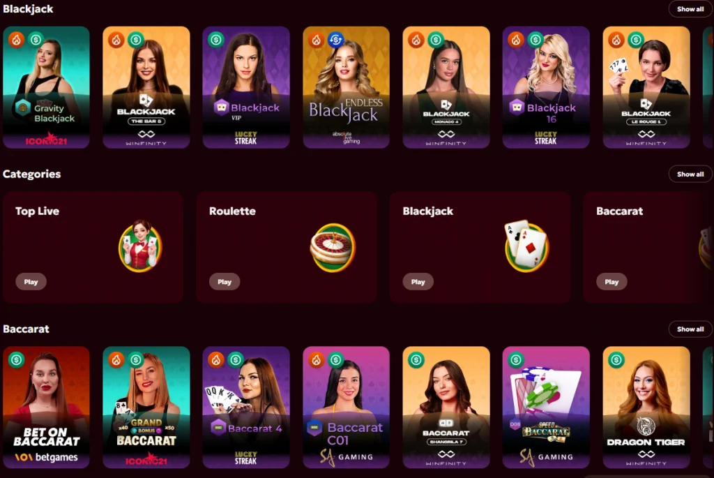 live-4-1024x685 SpinoBon Casino Review