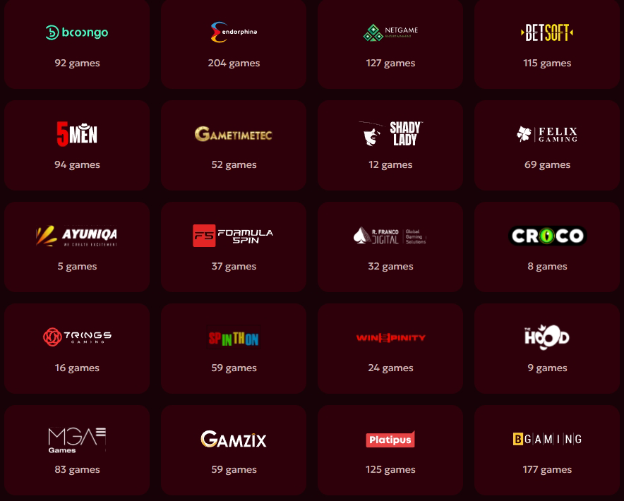 providers SpinoBon Casino Review